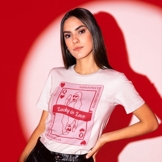T-shirt Lucky In Love Bold Rose & Red Bachelorette