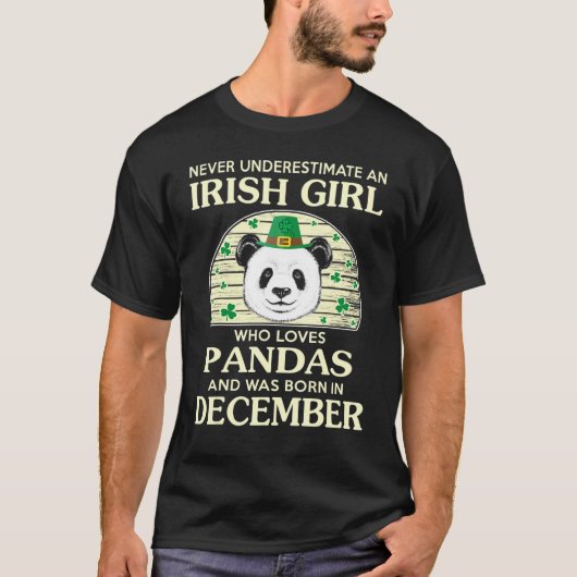 T-shirt Lucky Irish Girl qui aime Pandas Saint Patrick's (Devant)