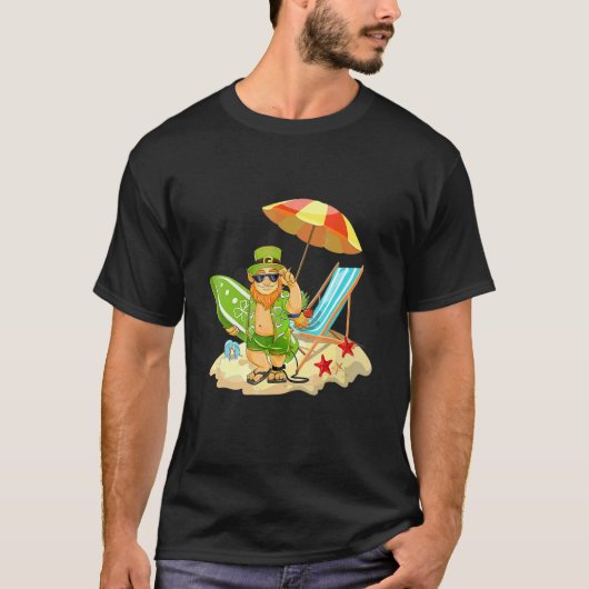 T-shirt Lucky Irish Leprechaun Hawaiian Surfing St Patrick (Devant)