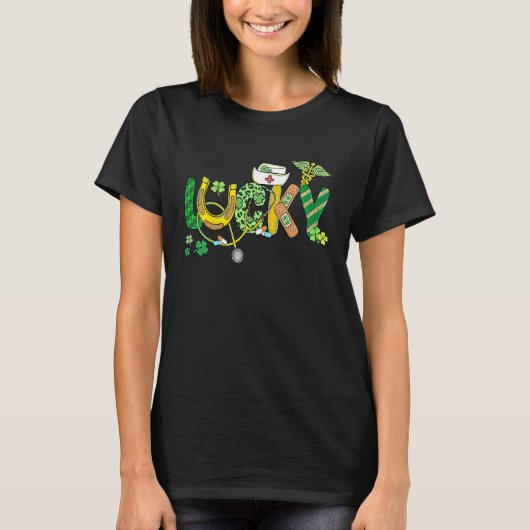 T-shirt Lucky Irlandais Infirmière Stethoscope Scrub St pa (Devant)