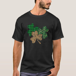 T-shirt Lucky Leopard Shamrock Jour de la Saint Patrick Te