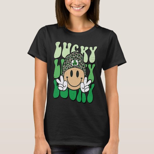 T-shirt Lucky Leopard Smile Face Meme  St Patricks Day Wom (Devant)
