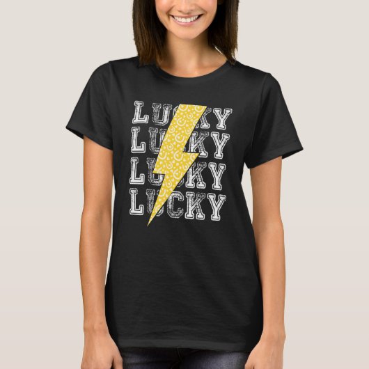 T-shirt Lucky Lightning Bolt St Patrick's Day C Horseshoe (Devant)