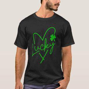 T-shirt Lucky Love Coeur Shamrock Clover Femmes Vert
