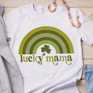 T-shirt Lucky Mama Retro St Patrick's Day Word Art Arc en 