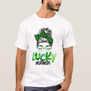 T-shirt Lucky Mama St. Patrick's Day Maman Buffalo Plaid