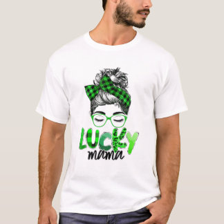 T-shirt Lucky Mama St. Patrick's Day Maman Buffalo Plaid