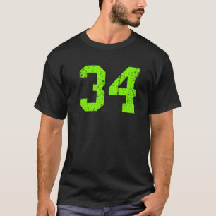 T-shirt Lucky Numéro #34 Green Vintage Sports Joueur Fan J