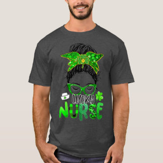 T-shirt Lucky Nurse St Patrick's Day Nurse Shamrock Messy