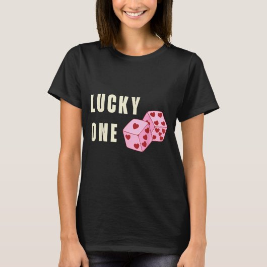 T-shirt Lucky One Heart Dice Couples Matching Valentines D (Devant)