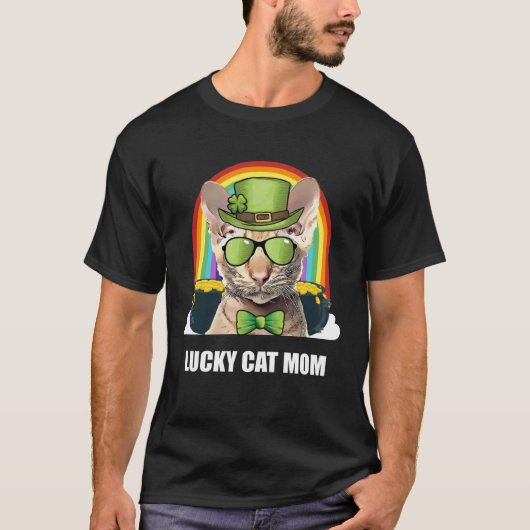T-shirt Lucky Oriental Cat Mom St Patricks Day (Devant)