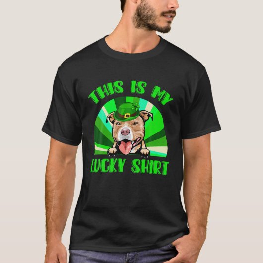 T-shirt Lucky Pitbull Shamrock Jour de la Saint Patrick To (Devant)