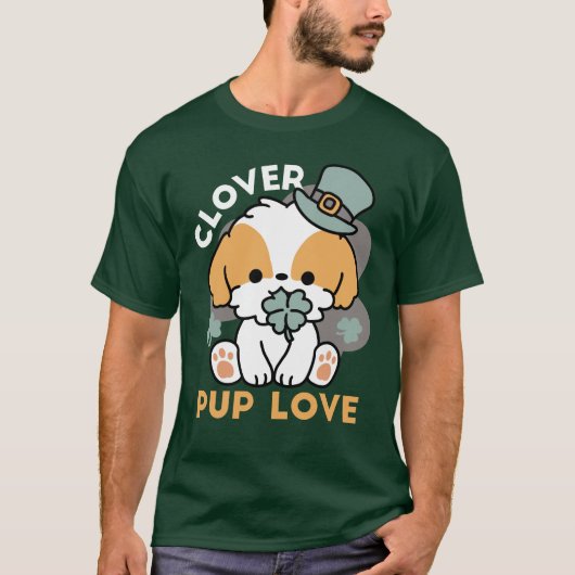 T-shirt Lucky Pup with Clover - St. Patrick's Day Cadeau (Devant)