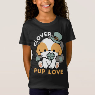 T-Shirt Lucky Pup with Clover - St. Patrick's Day Cadeau