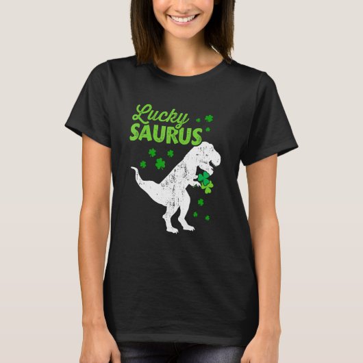 T-shirt Lucky Saurus dinosaur t-rex for St Patricks day ki (Devant)