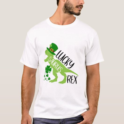 T-shirt Lucky Saurus Rex - Dinosaure de la Saint Patrick (Devant)