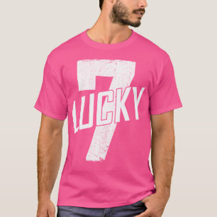 T-shirt Lucky Sept Perturbé En Blanc Lucky Numéro 7 Gea