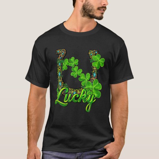 T-shirt Lucky Shamrock Horseshoe St Patrick's Day (Devant)