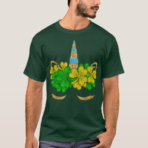 T-shirt Lucky Shamrock mignon Unicorn Face Saint Patrick's