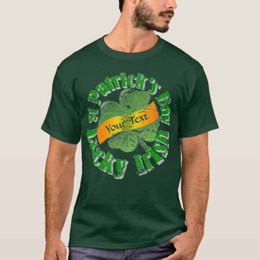 T-shirt Lucky shamrock personnalisé St Patrick's (Devant)