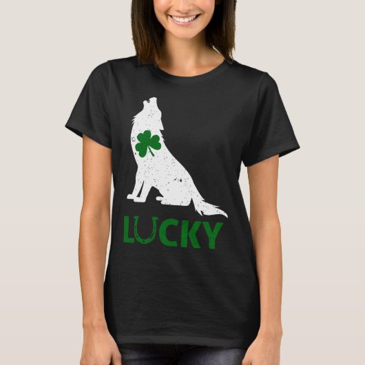 T-shirt Lucky Shamrock Wolf  St Patrick s Day  Men Women (Devant)