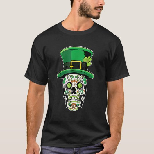 T-shirt Lucky St. Patrick's day Green Irish Shamrock Skull (Devant)