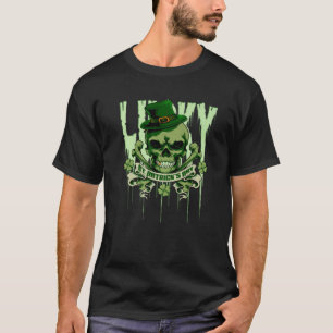 T-shirt Lucky St. Patrick's Day Irlandais Crâne 4-Leaf Clo