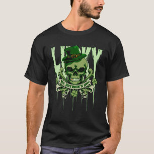 T-shirt Lucky St. Patrick's Day Irlandais Crâne 4-Leaf Clo