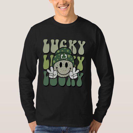 T-shirt Lucky St Patricks Day Retro Groovy Lucky Smile Mem (Devant)