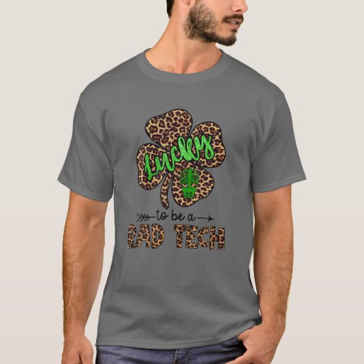 T-shirt Lucky To Be A Rad Tech Leopard Shamrock St Patrick (Devant)