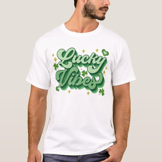 T-shirt Lucky Vibes St Patrick's Day (Devant)