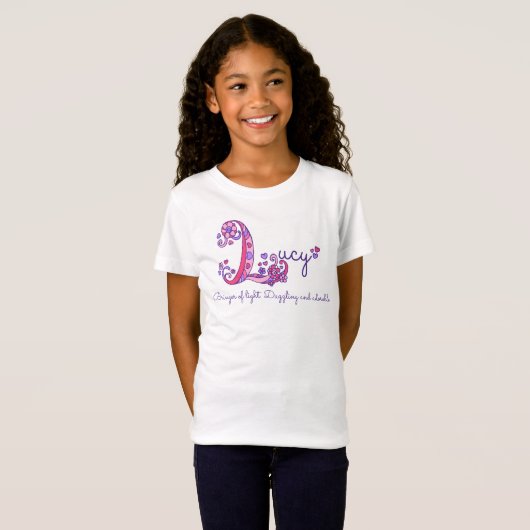 T-Shirt Lucy Girls L nom signifiant tee monogramme (Devant entier)