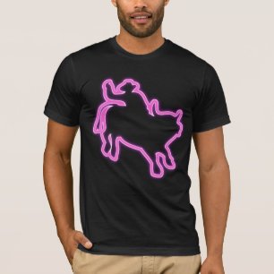 T-shirt Lueur au néon de cowboy de rodéo d'idée de cadeau