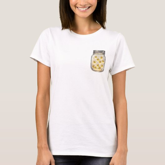 T-shirt Lueur Capturée : Des lucioles mignonnes sourient (Devant)