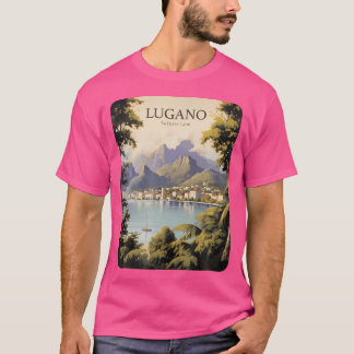 T-shirt Lugano Vintage Suisse Tee Alpes Randonnée Ticin