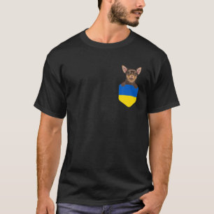 T-shirt L'Ukraine Drapeau Chihuahua Brown Dans Une Poche