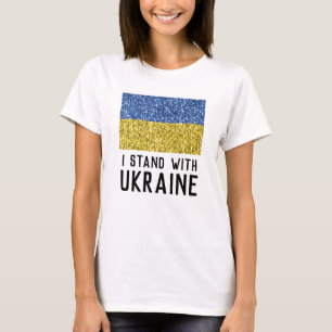 T-shirt L'Ukraine drapeau parties scintillant faux pétilla