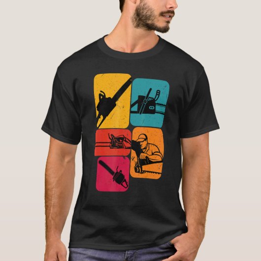 T-shirt Lumberjack Loger tronçonneuse Retro Design (Devant)
