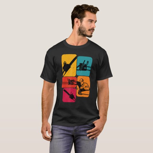 T-shirt Lumberjack Loger tronçonneuse Retro Design (Devant entier)