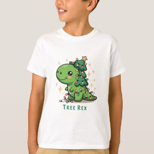 T-shirt Lumière de dinosaure de Noël Fête drôle Rex d'arbr
