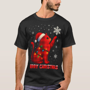 T-shirt Lumière de Noël de chat Renne Santa Noël Chat L