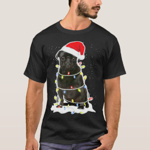 T-shirt Lumière de Noël Pug Noir 134
