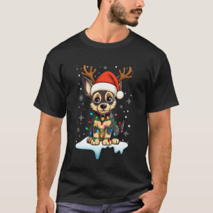 T-shirt Lumière de Noël Renne Chapeau de Père Noël Berger