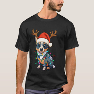 T-shirt Lumière de Noël Renne Chapeau de Père Noël Bétail