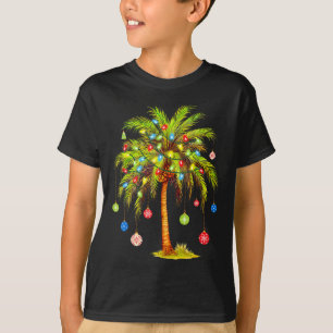 T-shirt Lumière de palmier de Noël Hawaïen Tropical Xmas