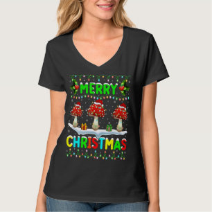 T-shirt Lumière des champignons Noël Chapeau Joyeux Noël M