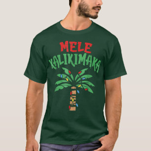 T-shirt Lumière hawaïenne de Noël Mele Kalikimaka Palm Tre