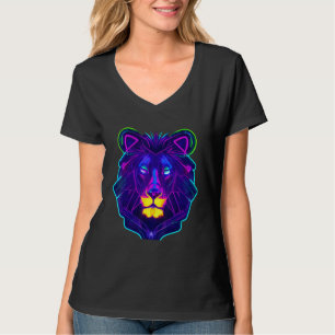 T-shirt Lumière néon Cyberpunk Leon Roi animal unique coul