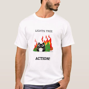 T-shirt Lumières. Arbre. Action ! - Drôle Noël de chat