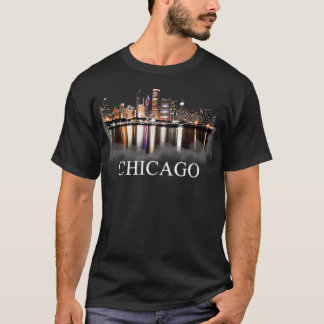 T-shirt Lumières De Chicago City Skyline La Nuit Chicago I